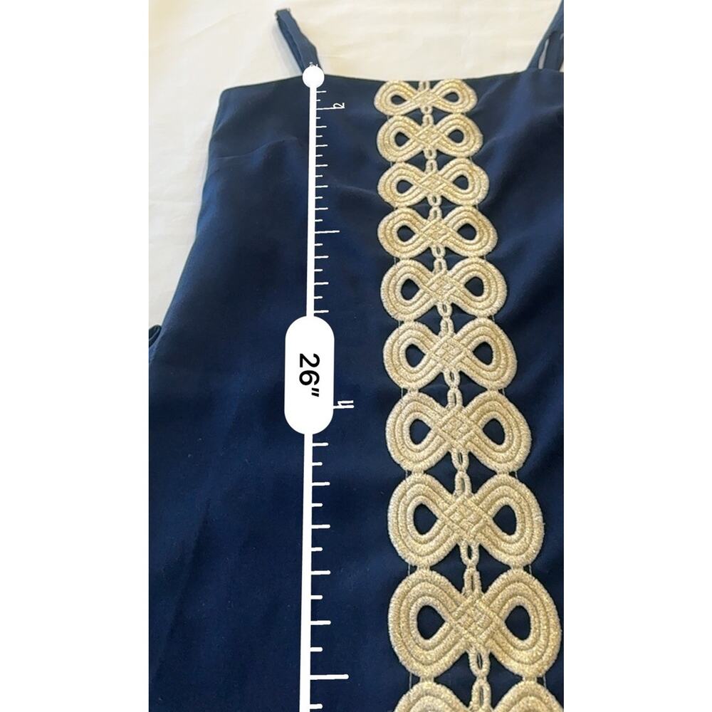 Lilly Pulitzer Sahar True Navy Gold Lace Detail Crepe Shift Dress Romper NEW 00 - Picture 14 of 15